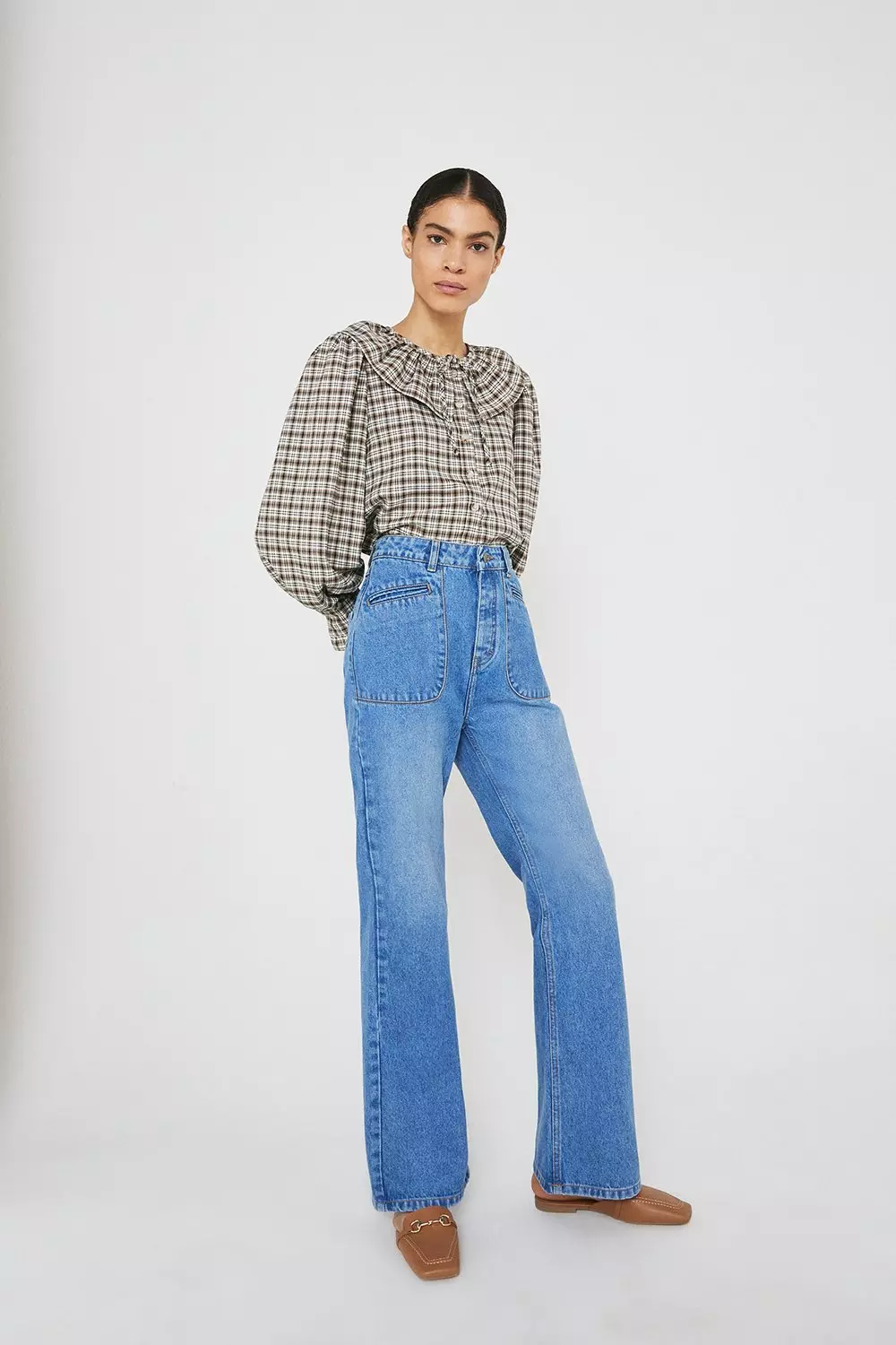 72s Denim Patch Pocket Flare Jean | Warehouse